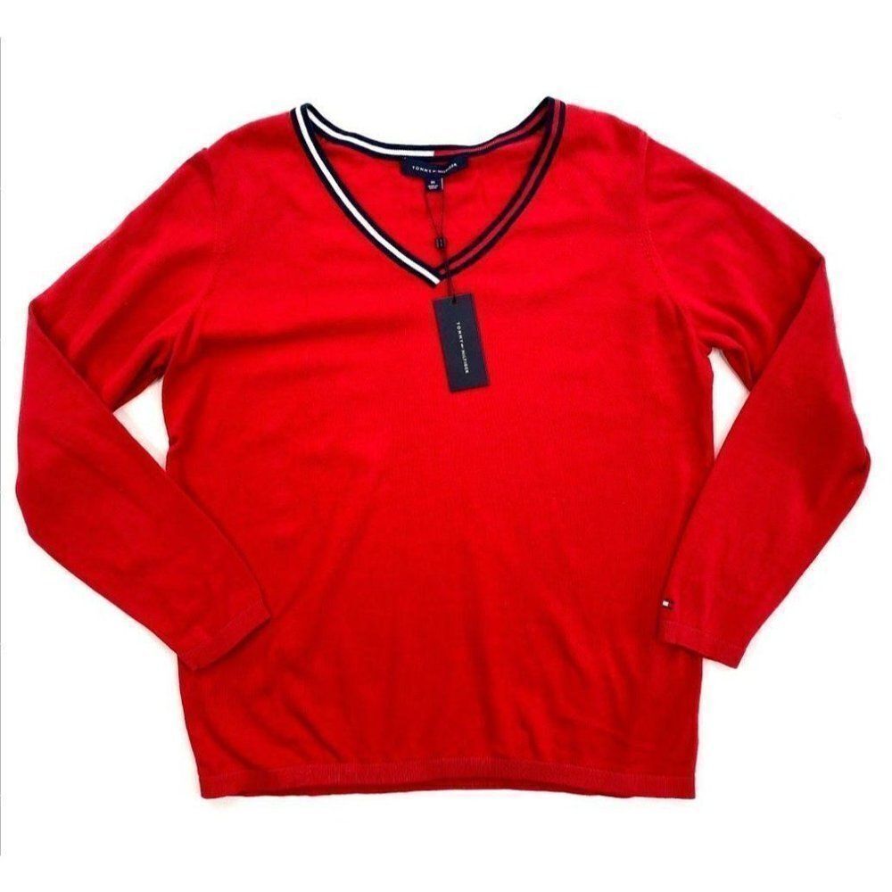 Tommy Hilfiger Sweater Top 0X Plus Red White Navy